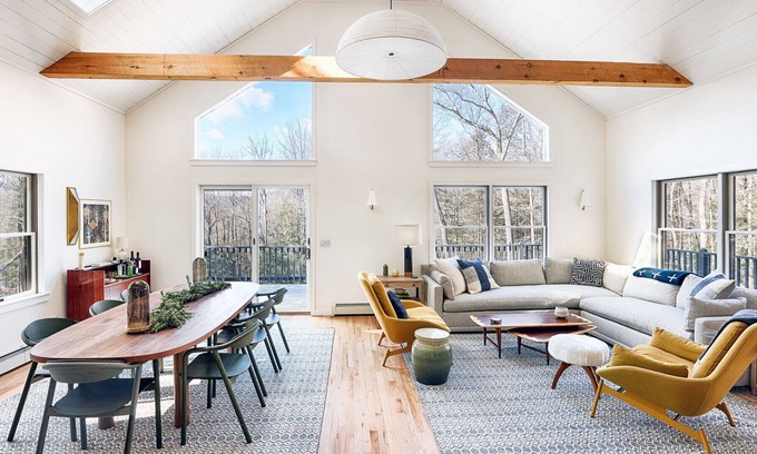 Mount Tremper House | Interior designed chalet in the Catskill Mountains; wraparound deck, scenic...
