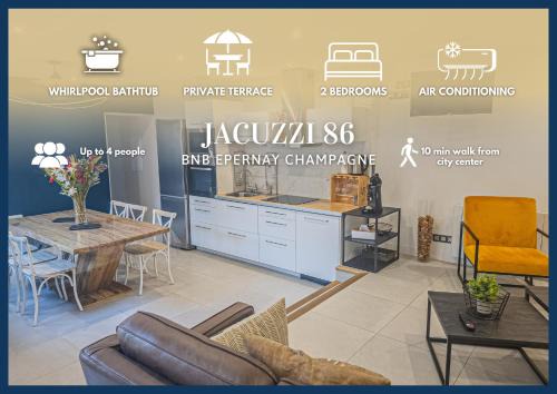 Epernay Apartment | Jacuzzi Terrasse 86 - Terrasse & Climatisation - 4 personnes - BnB Epernay