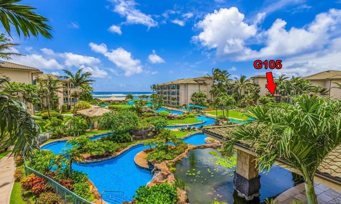 Wailua Resort | Kauai's G-Spot G105 Waipouli Beach Beautiful Garden View steps From the Beach