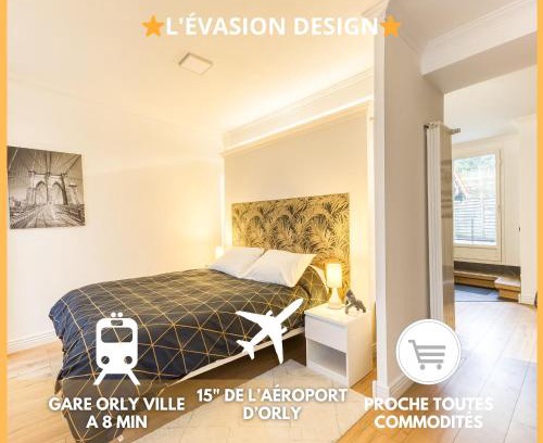 Orly Apartment | L'Évasion Design - Rooftop - 8 min Gare Orly