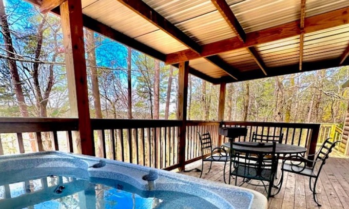 Kirby House | Lake view cottage on Lake Greeson with private hot tub!