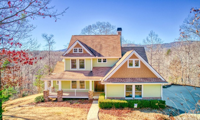 Mill Spring House | Lakeview retreat with Free Wifi, hot tub, fireplaces, patio, balcony, & grill