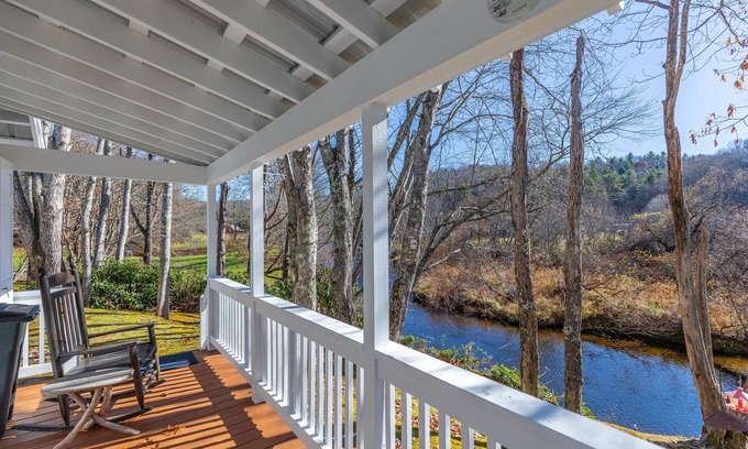Altamont House | Linville River Cottage - 1BR Riverfront Cottage in Linville with wood-burning fireplace.