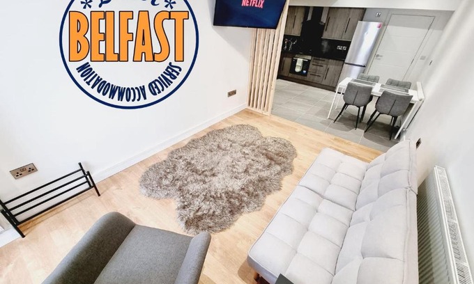 Belfast Apartment | LMK, spacious 1 bedroom Ground floor Apartment, EV charger, Free parking Wi-fi, Great location