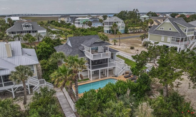 Beachwalk House | Lovely home with boardwalk beach access, water views, saltwater pool