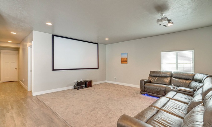 South Jordan Apartment | Lovely Walk-Out Apt w/Movie Screen: 20 Mi to SLC!