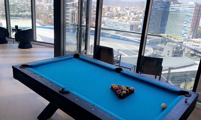 Vernon Apartment | Luxury DTLA Sky Rise with City View, 2 BDR, with Pool Table & Balcony
