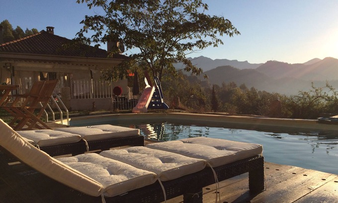 Massoins House | Marilyne mountain view suite with Jacuzzi and private sauna