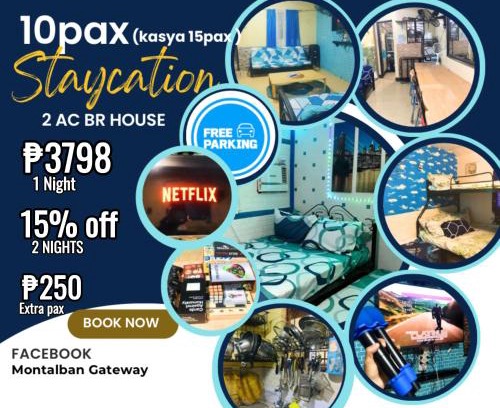 San Mateo Apartment | MG 10pax 2 AC BR Videoke FREE Parking Netflix Cook Shower Heater Grill