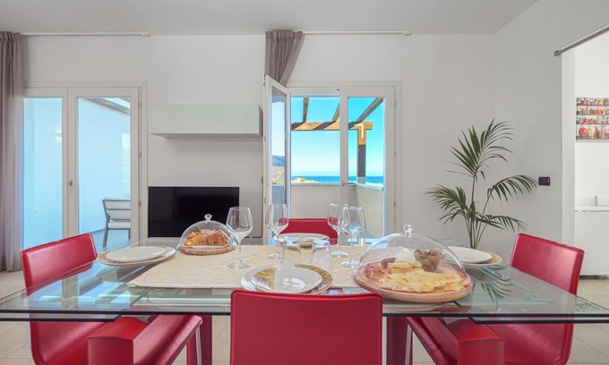 Golfo Aranci Apartment | Modern Holiday Apartment 7 in Villa Marconi with Sea & Mountain View & Private Sun Terrace