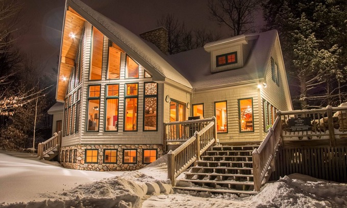 Sunday River Area House | Mountain House: Walk to Ski Trails! Hot Tub, Game Room, Ultimate Kitchen