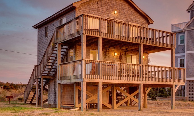 Brigands' Bay House | Multi-level sound-front house with private hot tub, central AC, & WiFi