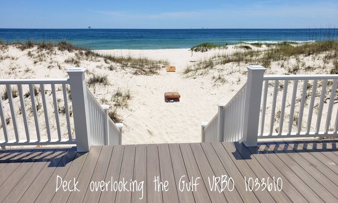 Fort Morgan House | OCEANFRONT home. Oversized deck will lead you to white sand and blue seas.