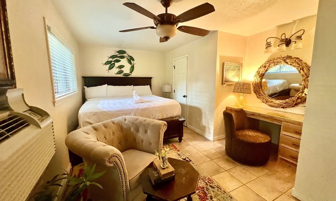 Mount Ida Apartment | Poolside King Cabana with full kitchen, king bed, sleeper sofa and pool access. by RedAwning