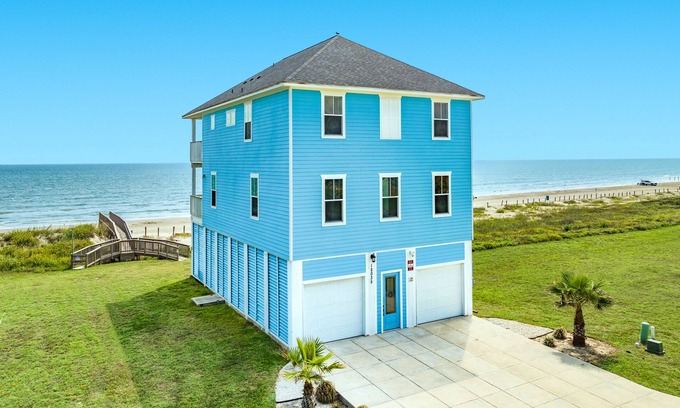 Galveston House | Private Beachfront home w/HOT TUB, 2 Decks, Open Plan & Dune Walkover