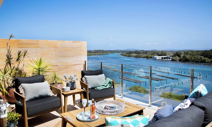 Wallis Lake Apartment | Regatta 19 - Top Floor Luxury. Spectacular Water Views, Breathtaking Sunsets