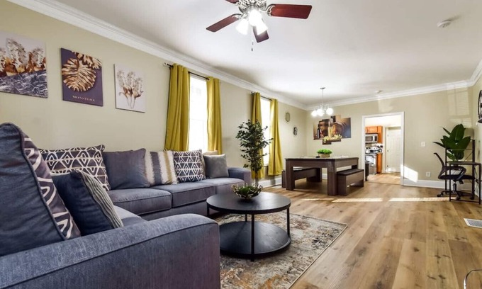 Peoplestown House | Renovated Home with Front Porch, Back Deck, Pool Table, Desk, PetFriendly