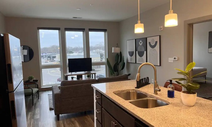 Indianapolis Apartment | River Views & Monon Trail Steps Away: Chic Oasis