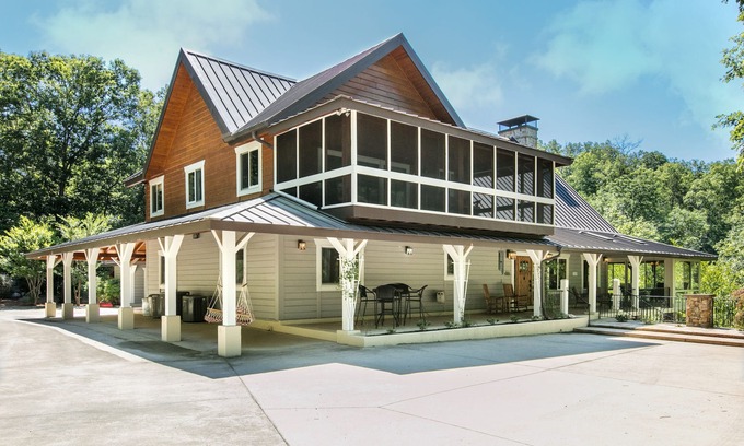 Rutherfordton Cabin | Riverside opulence with game room, private heated pool, hot tub & firepit