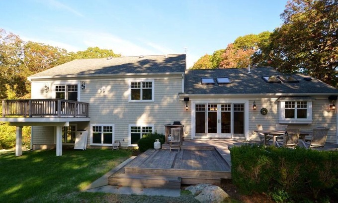 West Falmouth House | Roomy 4BD+ Home-Central A/C, Deck, Fire Pit, Private Yard & Outdoor Shower