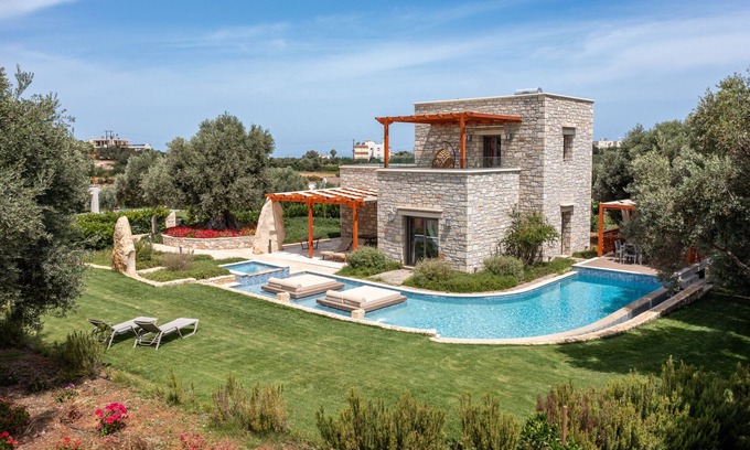 Prinos Villa | Rosemary villa,Huge private pool,Garden,Near beach