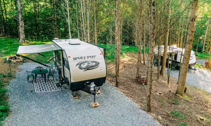 Roan Mountain House | Safe Haven Farm Wolf Pup RV Camper Roan Mountain