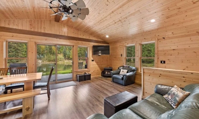 Whitefish Cabin | Secluded cabin with your own pond. Waterfront steps away. 30min to ski big mtn