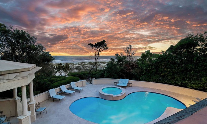 Beach Lagoon House | Six Bedroom Direct Oceanfront Home in Sea Pines with a Private Pool & Spa!