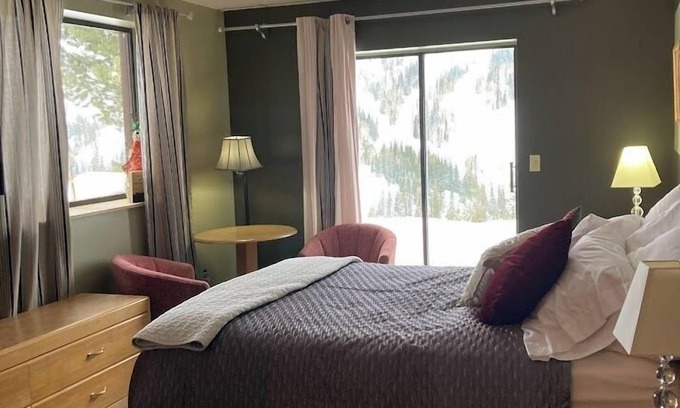 Powder Mountain Cabin | Ski in/out studio room 105 at Powder Mountain's Columbine Inn. Sleeps 2