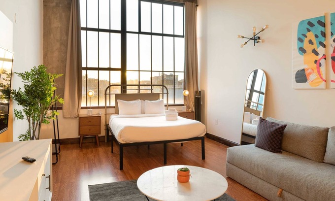 West Poplar Apartment | Sosuite | Studio w W/D, Gym, On-Site Restaurant