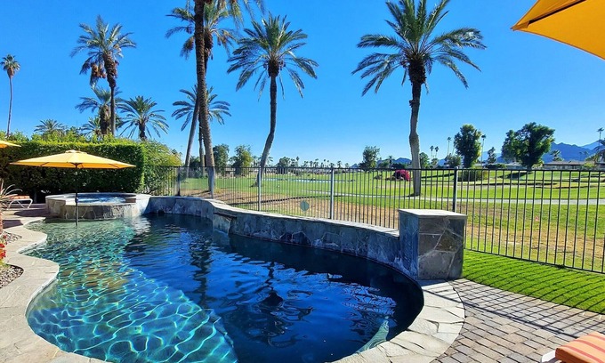 Palm Desert House | South-Facing Golf Course Home with Pool, Spa Mountain Views – Near Tennis Garden