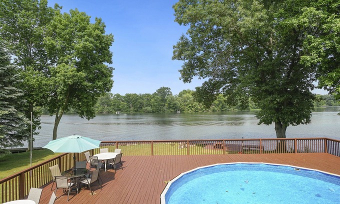 Allegan House | Spacious Lake Allegan Home - Lakefront, Pool, and Views