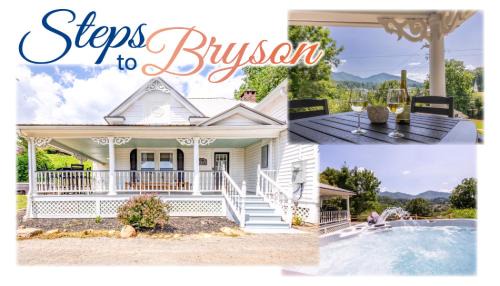 Bryson City House | STEPS TO BRYSON - MTN VIEWS, HOT TUB, FIREPIT, WALK TO TOWN!