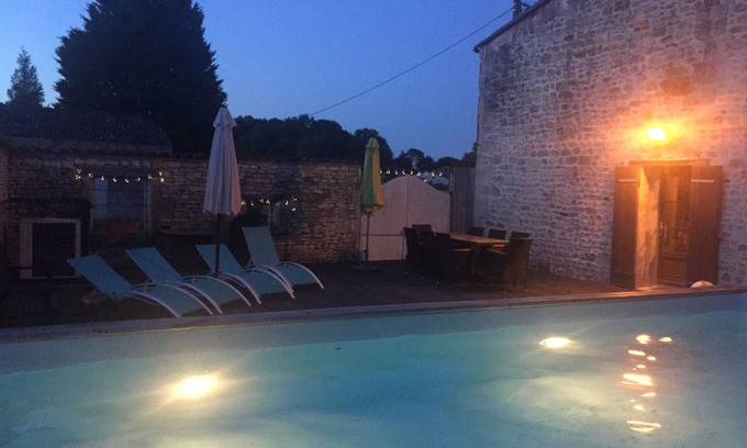 Saint Germain du Seudre Cottage | Superb Charentaise house, 4 ensuite bedrooms with private heated pool.