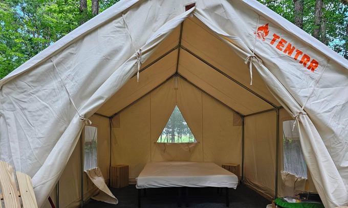 Deer Lodge RV Rental | Tentrr Signature Site - Reflection Tree Art Farm Forest Pond site