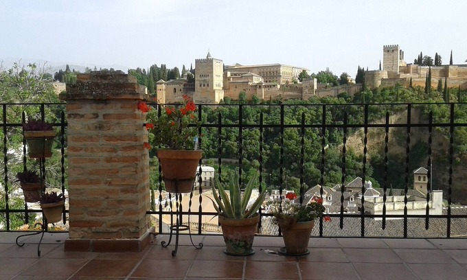 Albaicin House | The Great View House. Large veranda terrace with unbeatable views in front of the Alhambra