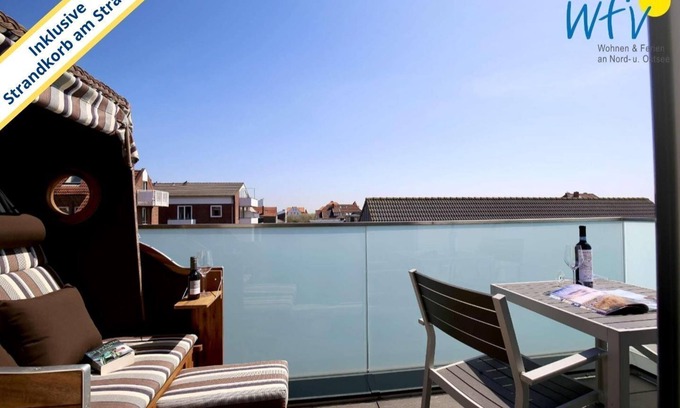Wangerooge Apartment | Vacation with a sunny balcony and your own beach chair on the beach