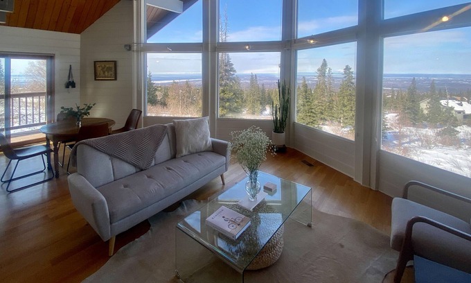 Hillside East House | Vibrant mountain view home with fireplace, game room, gas grill, deck & W/D