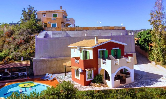 Agia Other | Villa Jokasta in Stalos in Secluded Place with Pool, BBQ, Jacuzzi, Sea Views