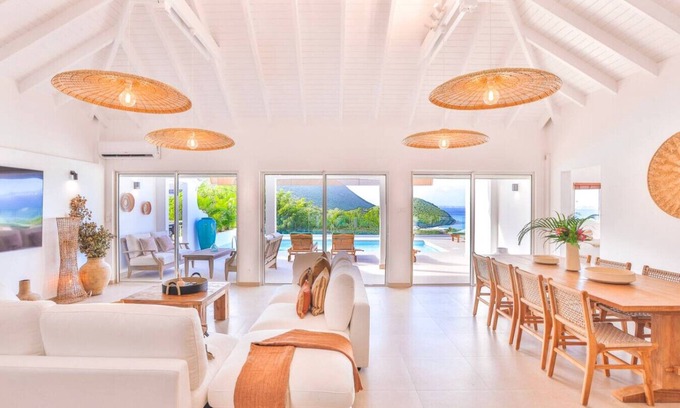 Anse Marcel Villa | Villa Lily Blue: Spacious and Elegant, Heated Pool, Sea View, 4 Bedrooms