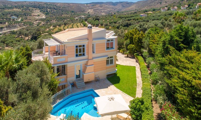 Agia Triada Villa | Villa Pelagos: Large Private Pool, Sea Views, A/C, WiFi, Eco-Friendly
