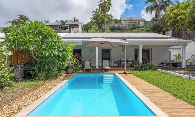La Riviere Saint-Louis Villa | Villa with pool, summer kitchen and ocean view
