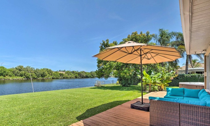 Lake Clarke Shores House | Water-view home near the beach with private hot tub, deck, boat access, grill