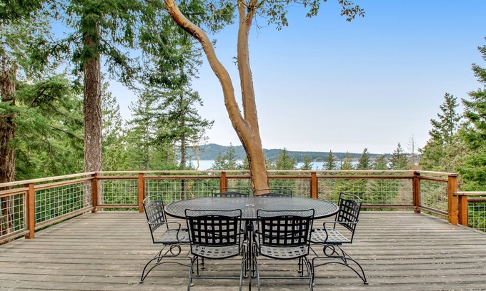 Eastsound House | Water view retreat with private hot tub, deck, grill & free WiFi