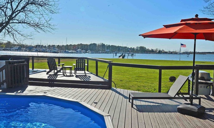Rock Hall House | Waterfront w/private pier, pool, Hot Tub, kayaks and in town.