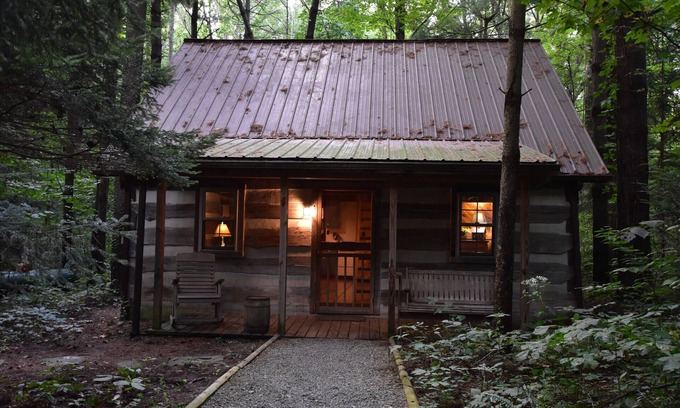 Laurelville Cabin | Woodland view-Blue Log Cabin