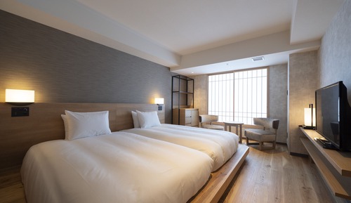 Wood Flat Twin Room with Shower, Non Smoking 25sqm (Fixed Window)
