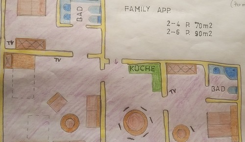 Family Apartment (2-4 guets=70m2, 5-6 guests=90m2)