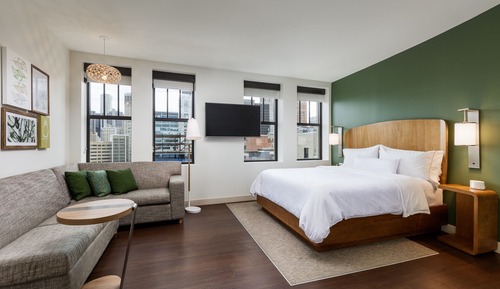 Studio, 1 King Bed with Sofa bed, City View (Mobility Accessible, Roll-in Shower)