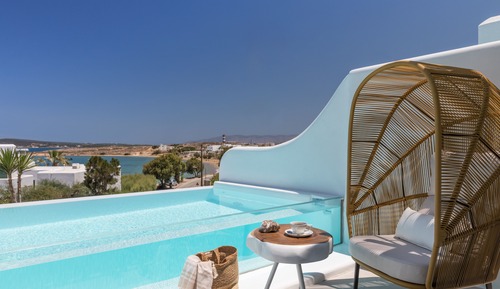 Sea View Junior Suite, Heated Private Infinity Pool with Glass Wall